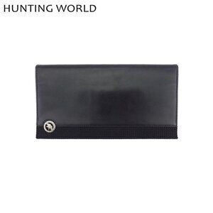 HUNTING WORLD Billfold Logo Plate Leather Authentic Used T22615